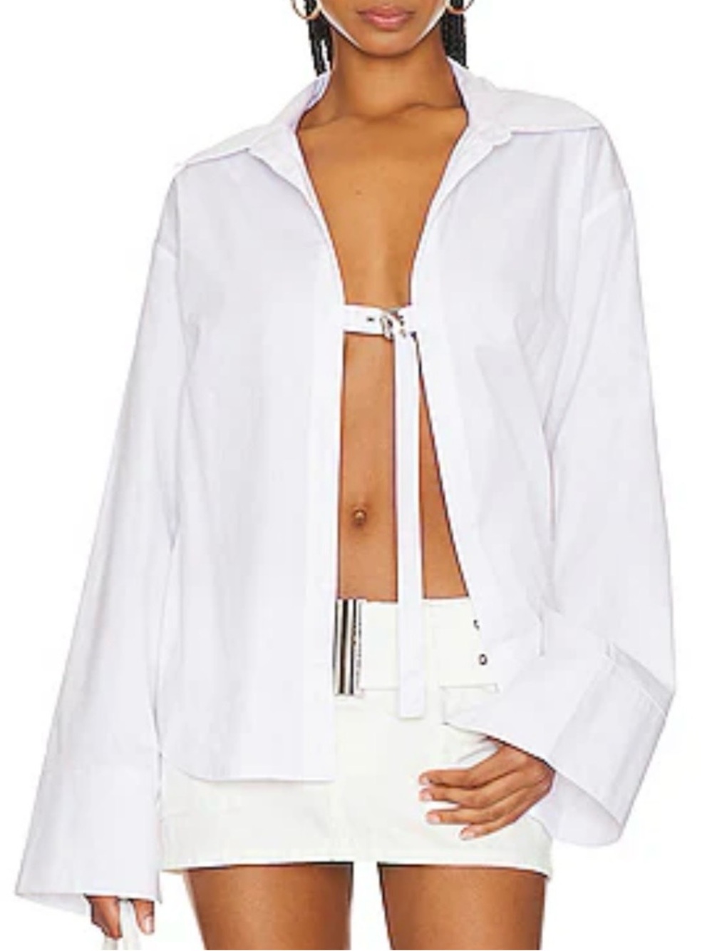 DYLN Andi Shirt Button Down Shirt in White Size XL NWT